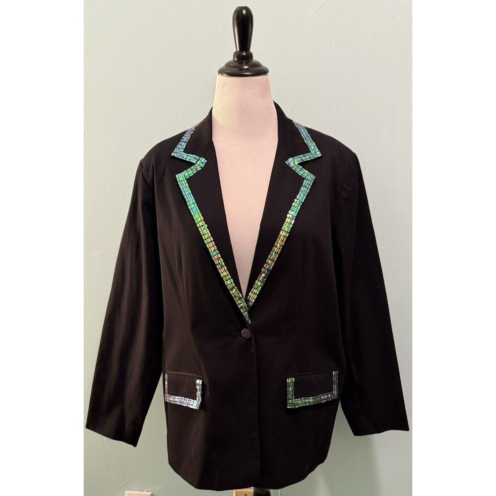 Quacker Factory Blazer Jacket Plus Size 1x Black … - image 2